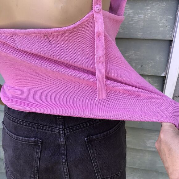 Bustier Padded Tank Top Cropped Pink Y2K Balletcore Coquette Barbiecore XL - Picture 4 of 5